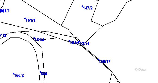 Parcela st. 137/4 v KÚ Skuřina, Katastrální mapa