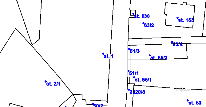 Parcela st. 1 v KÚ Markvartice, Katastrální mapa
