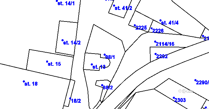 Parcela st. 98/1 v KÚ Markvartice, Katastrální mapa