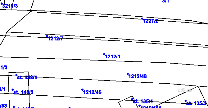 Parcela st. 1212/1 v KÚ Markvartice, Katastrální mapa