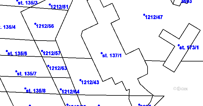 Parcela st. 137/1 v KÚ Markvartice, Katastrální mapa