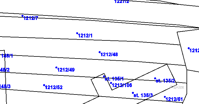 Parcela st. 1212/48 v KÚ Markvartice, Katastrální mapa
