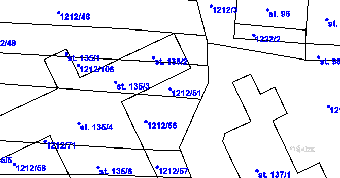 Parcela st. 1212/51 v KÚ Markvartice, Katastrální mapa