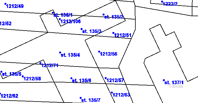 Parcela st. 1212/56 v KÚ Markvartice, Katastrální mapa