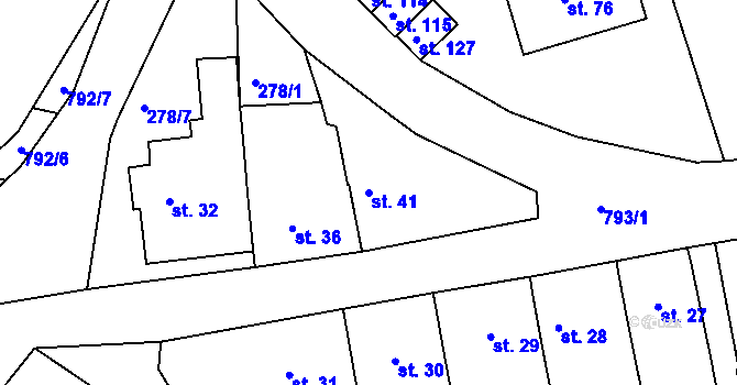 Parcela st. 41 v KÚ Markvartice u Třebíče, Katastrální mapa
