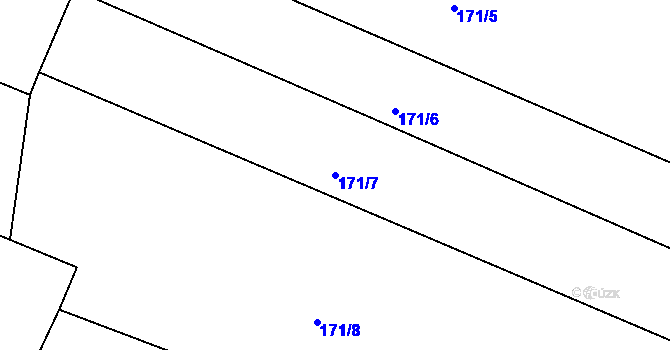 Parcela st. 171/7 v KÚ Markvartice u Třebíče, Katastrální mapa