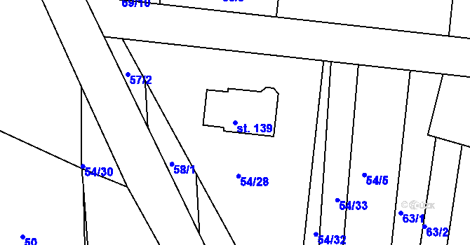 Parcela st. 139 v KÚ Markvartice u Třebíče, Katastrální mapa