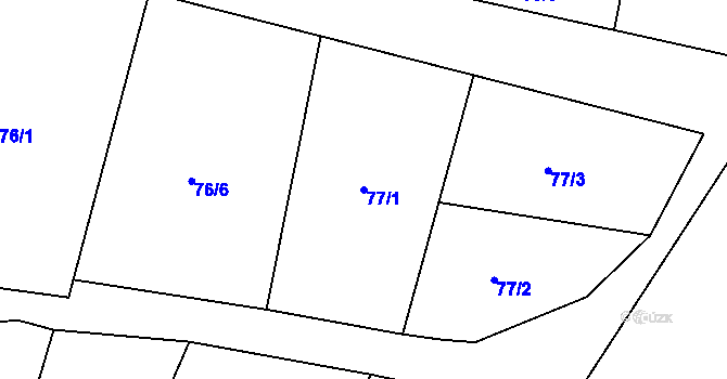 Parcela st. 77/1 v KÚ Markvartice u Třebíče, Katastrální mapa