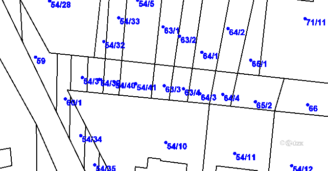 Parcela st. 63/3 v KÚ Markvartice u Třebíče, Katastrální mapa