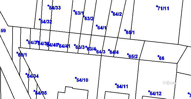 Parcela st. 64/3 v KÚ Markvartice u Třebíče, Katastrální mapa