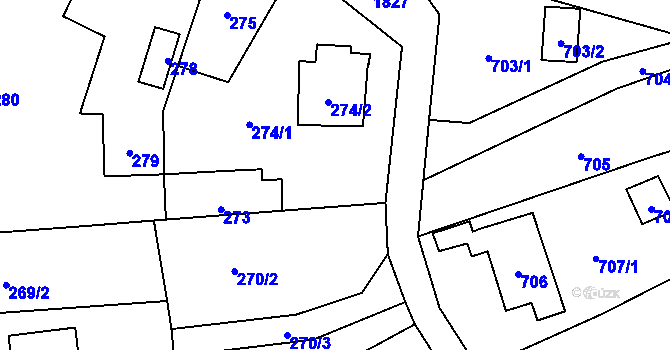 Parcela st. 274/3 v KÚ Markvartovice, Katastrální mapa