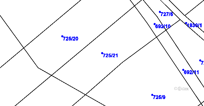 Parcela st. 725/21 v KÚ Markvartovice, Katastrální mapa