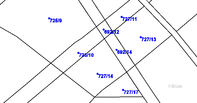 Parcela st. 727/12 v KÚ Markvartovice, Katastrální mapa
