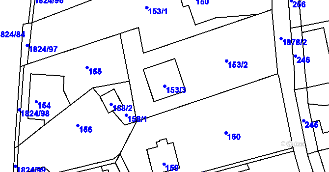 Parcela st. 153/3 v KÚ Markvartovice, Katastrální mapa