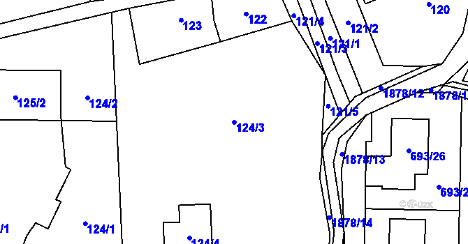 Parcela st. 124/3 v KÚ Markvartovice, Katastrální mapa