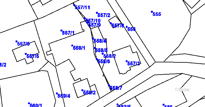 Parcela st. 558/2 v KÚ Markvartovice, Katastrální mapa