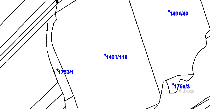 Parcela st. 1401/116 v KÚ Markvartovice, Katastrální mapa