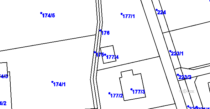 Parcela st. 177/4 v KÚ Markvartovice, Katastrální mapa