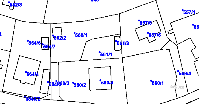 Parcela st. 561/1 v KÚ Markvartovice, Katastrální mapa