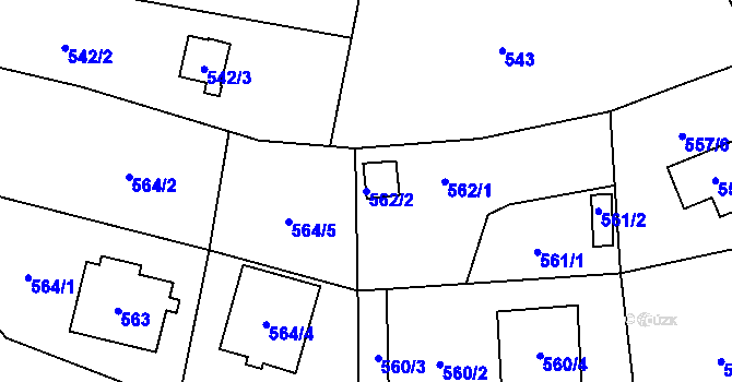 Parcela st. 562/2 v KÚ Markvartovice, Katastrální mapa