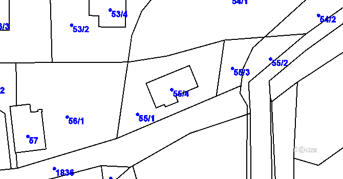 Parcela st. 55/4 v KÚ Markvartovice, Katastrální mapa