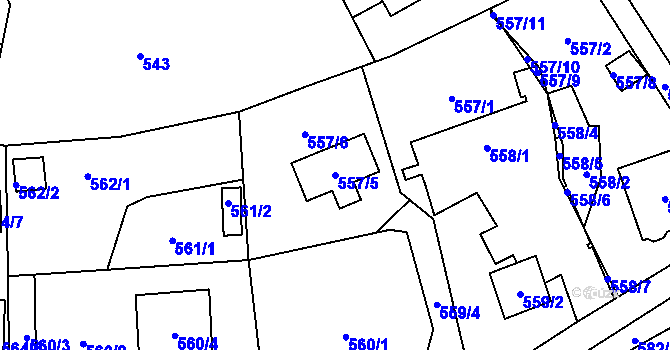 Parcela st. 557/5 v KÚ Markvartovice, Katastrální mapa