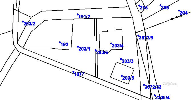 Parcela st. 203/6 v KÚ Markvartovice, Katastrální mapa