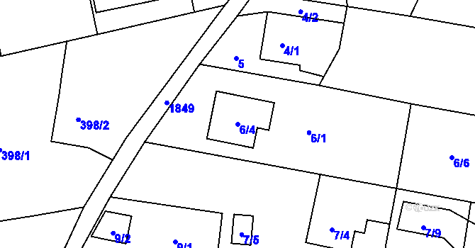 Parcela st. 6/4 v KÚ Markvartovice, Katastrální mapa