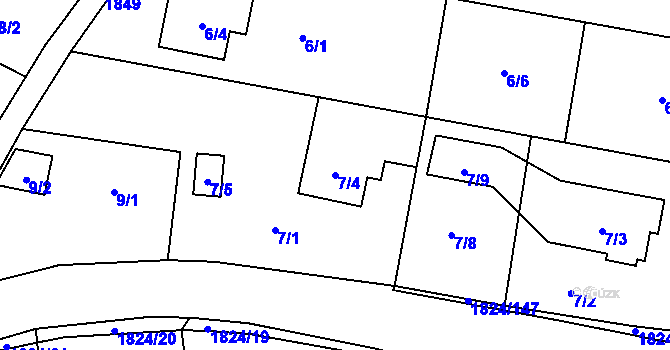 Parcela st. 7/4 v KÚ Markvartovice, Katastrální mapa