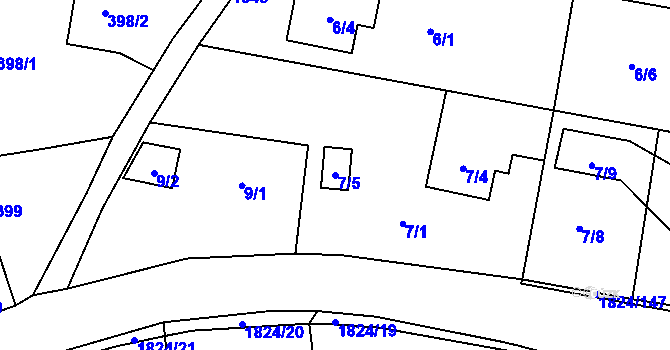 Parcela st. 7/5 v KÚ Markvartovice, Katastrální mapa