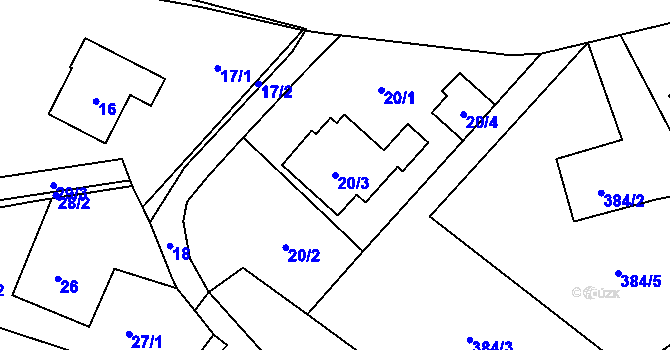 Parcela st. 20/3 v KÚ Markvartovice, Katastrální mapa