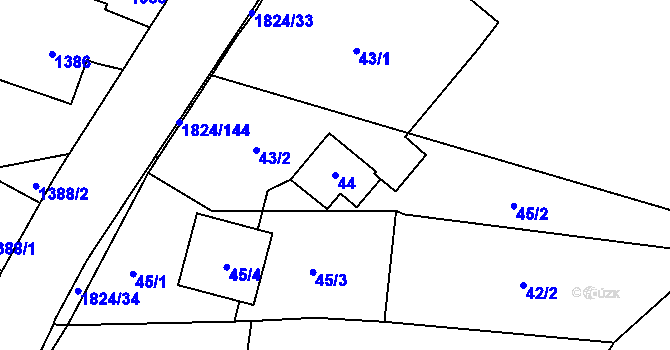 Parcela st. 44 v KÚ Markvartovice, Katastrální mapa