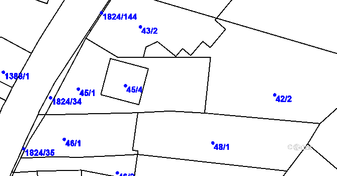 Parcela st. 45/3 v KÚ Markvartovice, Katastrální mapa