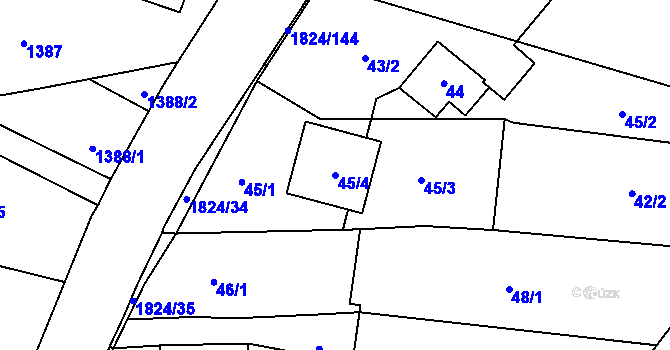 Parcela st. 45/4 v KÚ Markvartovice, Katastrální mapa