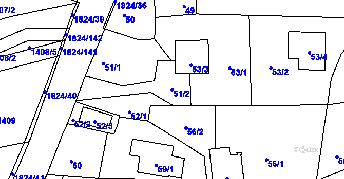 Parcela st. 51/2 v KÚ Markvartovice, Katastrální mapa