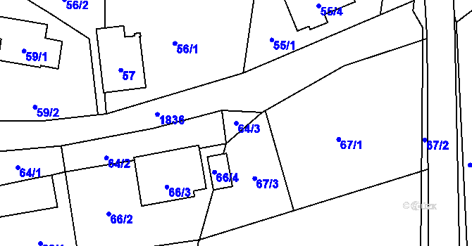 Parcela st. 64/3 v KÚ Markvartovice, Katastrální mapa