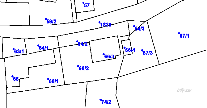 Parcela st. 66/3 v KÚ Markvartovice, Katastrální mapa