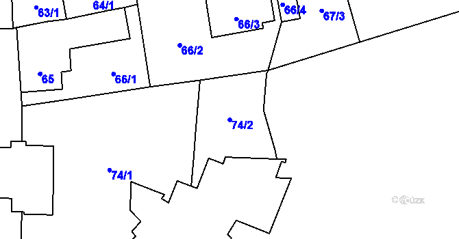 Parcela st. 74/2 v KÚ Markvartovice, Katastrální mapa