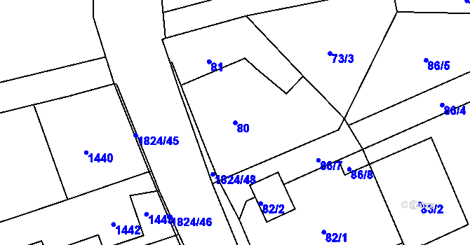 Parcela st. 80 v KÚ Markvartovice, Katastrální mapa