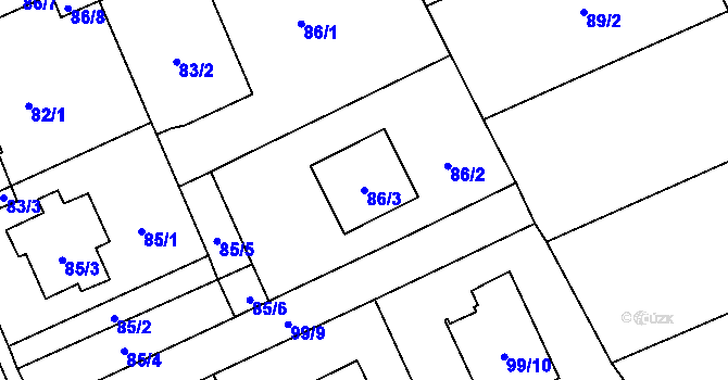 Parcela st. 86/3 v KÚ Markvartovice, Katastrální mapa