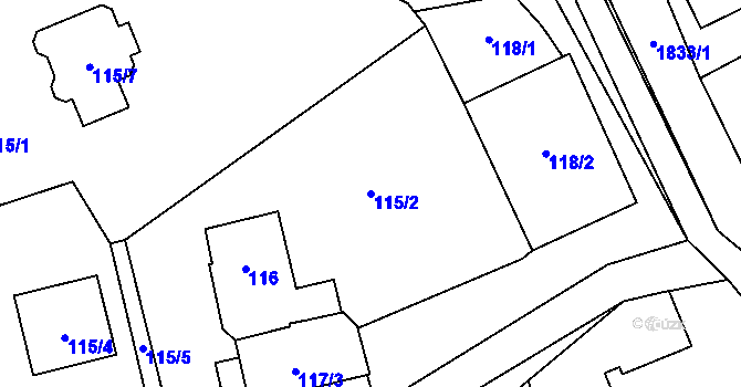 Parcela st. 115/2 v KÚ Markvartovice, Katastrální mapa
