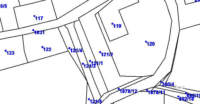 Parcela st. 121/2 v KÚ Markvartovice, Katastrální mapa