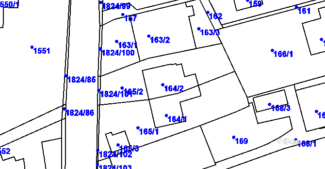 Parcela st. 164/2 v KÚ Markvartovice, Katastrální mapa