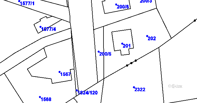 Parcela st. 200/5 v KÚ Markvartovice, Katastrální mapa