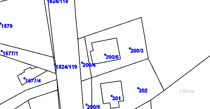 Parcela st. 200/6 v KÚ Markvartovice, Katastrální mapa