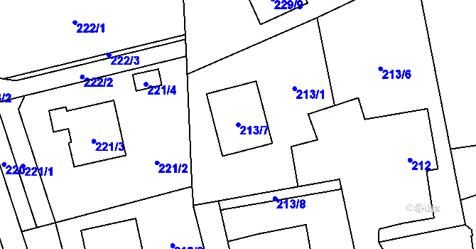 Parcela st. 213/7 v KÚ Markvartovice, Katastrální mapa