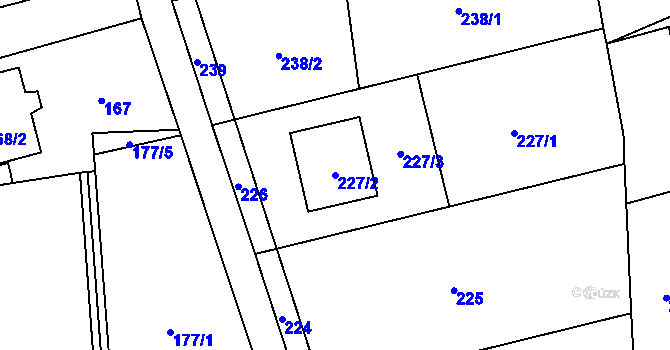 Parcela st. 227/2 v KÚ Markvartovice, Katastrální mapa