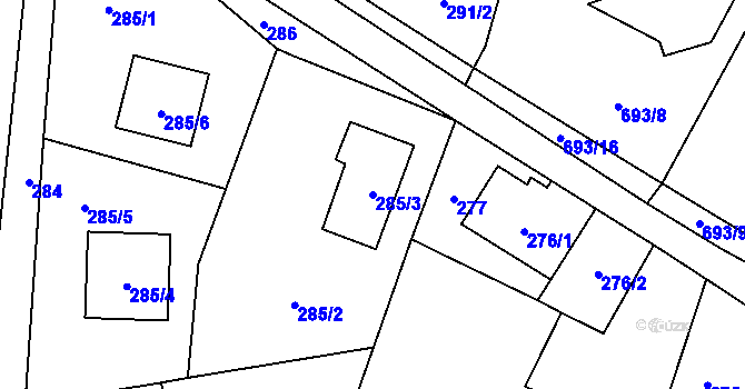 Parcela st. 285/3 v KÚ Markvartovice, Katastrální mapa