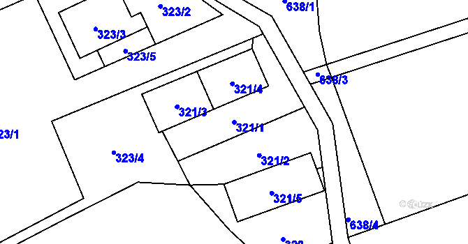Parcela st. 321/1 v KÚ Markvartovice, Katastrální mapa