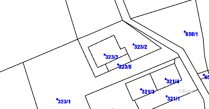 Parcela st. 323/3 v KÚ Markvartovice, Katastrální mapa